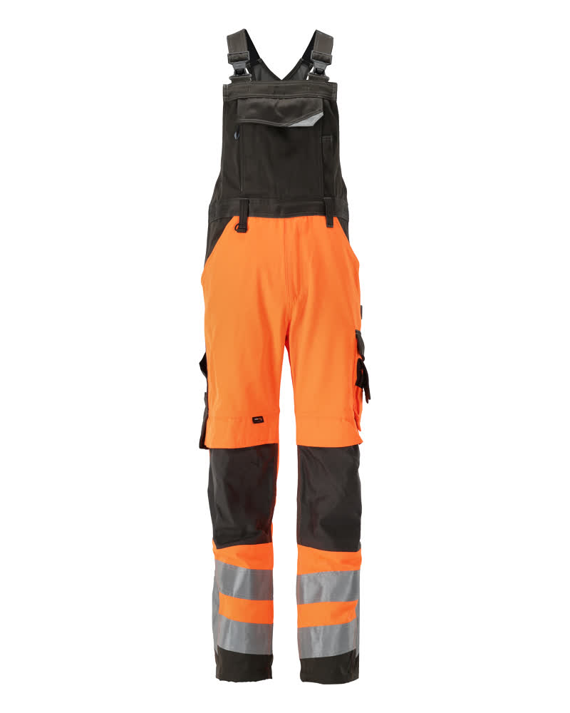 Amerikaanse overall met kniezakken - hi-vis oranje/donkerantraciet