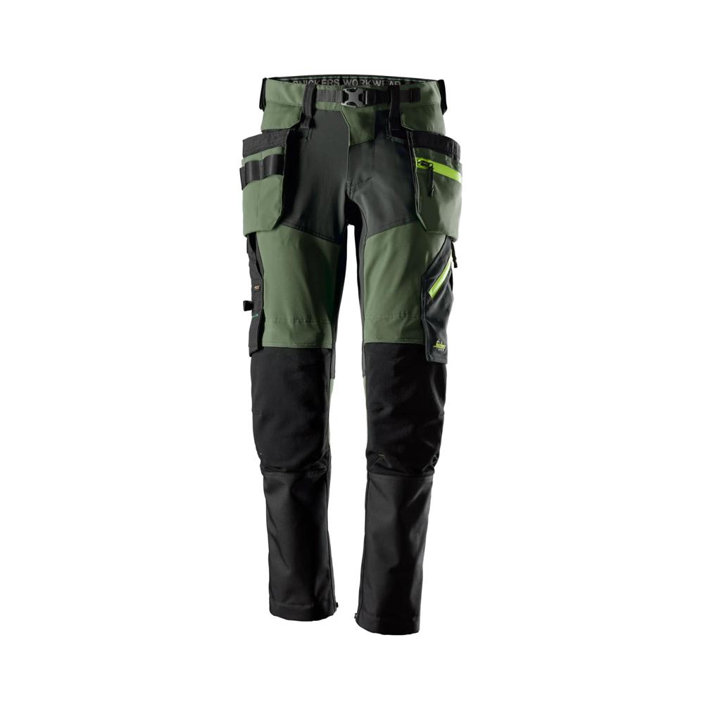 FlexiWork, Stretch Werkbroek+ met Holsterzakken - Khaki Groen - Staal Grijs (3158)