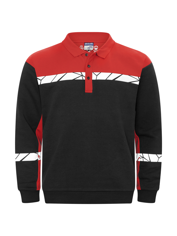 7100 POLOSWEATER - zwart/rood