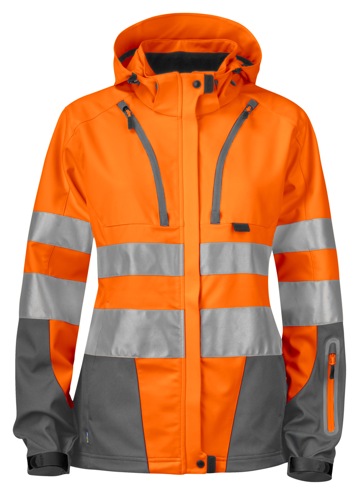 6423 ONGEVOERDE SIGNALISATIE SOFTSHELL EN ISO 20471 KLASSE 3 DAMES - Oranje/Grijs