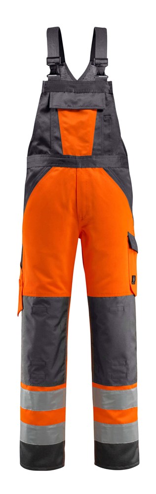 Amerikaanse overall met kniezakken - hi-vis oranje/donkerantraciet