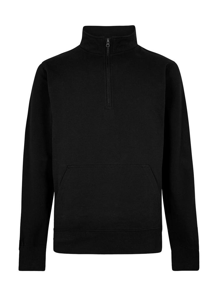 1/4 Zip Pique Sweatshirt - Black