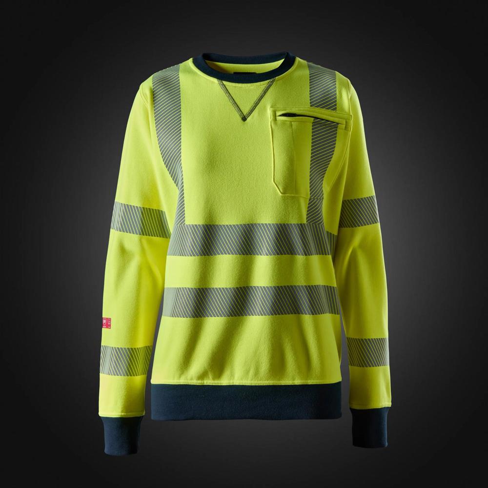 ProtecWork, Dames Sweatshirt, High-Vis Klasse 3/2 - High Vis Geel - Donker Blauw (6695)