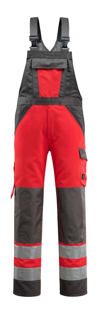 Amerikaanse overall met kniezakken - hi-vis rood/donkerantraciet