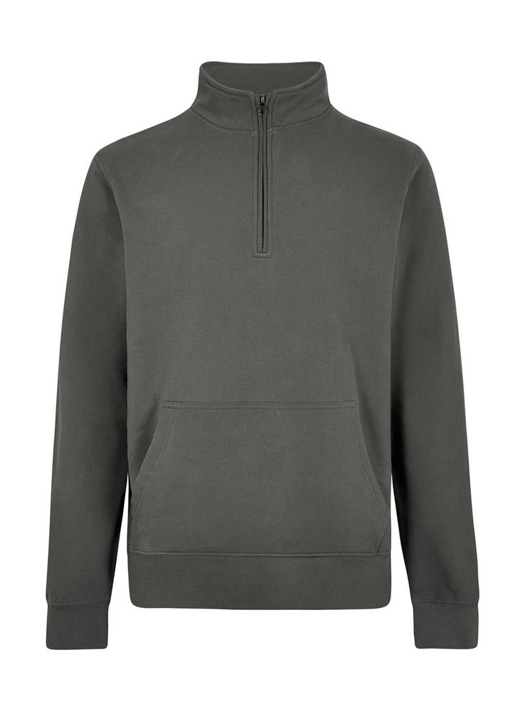 1/4 Zip Pique Sweatshirt - Dark Grey